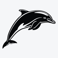 Obraz premium Amazon Dolphin Silhouette White background illustration Generative Ai