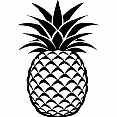 Obraz premium Stylized black pineapple illustration, minimalist design on white background, copy space