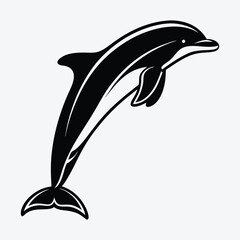 Naklejka premium Amazon Dolphin Silhouette White background illustration Generative Ai