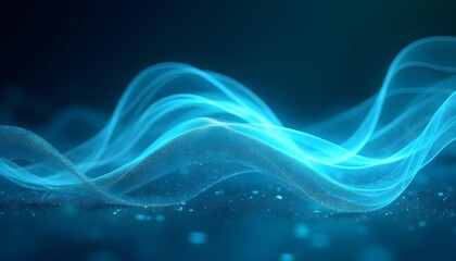 Bright blue and cyan energy tendrils intertwine, pulsate and glow on a dark background