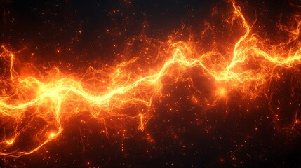 Fototapeta premium Fiery Cosmic Energy Surges with Plasma Lightning and Electric Explosions in Space