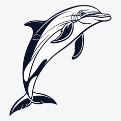 Amazon Dolphin Silhouette White background illustration Generative Ai