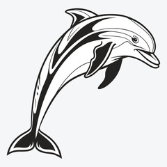 Naklejka premium Amazon Dolphin Silhouette White background illustration Generative Ai