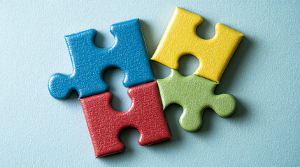 Obraz premium Colorful Puzzle Pieces Interlocking Teamwork Solution Connection