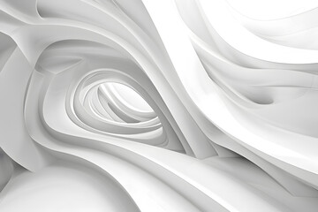 Obraz premium A mesmerizing, abstract 3D white swirl pattern in a seamless loop animation, forming an infinite series of curves and waves. Perfect for backdrops and futuristic designs