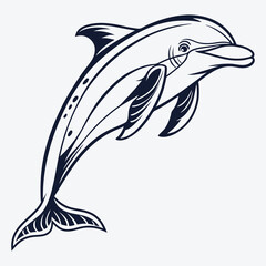Amazon Dolphin Silhouette White background illustration Generative Ai