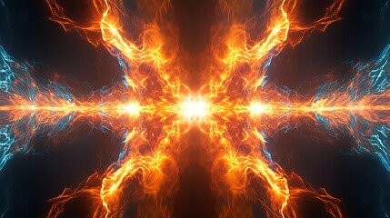 Fototapeta premium Fiery Cosmic Energy Surges with Plasma Lightning and Electric Explosions in Space