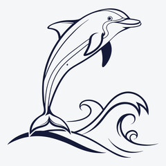 Fototapeta premium Amazon Dolphin Silhouette White background illustration Generative Ai