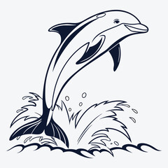 Naklejka premium Amazon Dolphin Silhouette White background illustration Generative Ai
