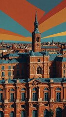 Obraz premium Pop art print of Toulouse, France, with vibrant cityscape.