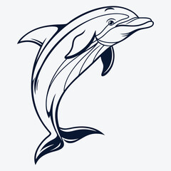 Amazon Dolphin Silhouette White background illustration Generative Ai