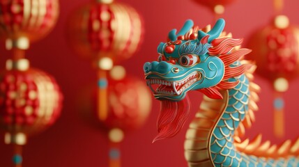 Fototapeta premium Festive Chinese Dragon Lanterns Lunar New Year Celebration