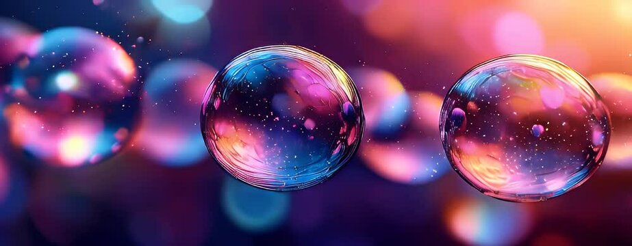 Fond d'&eacute;cran dynamique de bulles color&eacute;es flottant sur fond d&eacute;grad&eacute; sombre