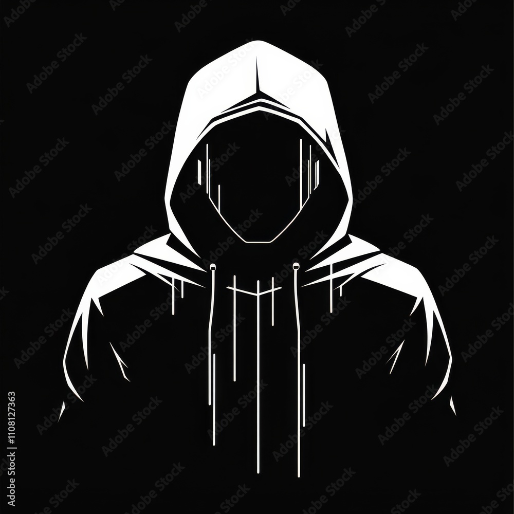 Aufkleber creative hacker logo design template style line art