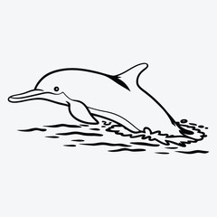 Fototapeta premium Amazon River Dolphin line art White background illustration Generative Ai