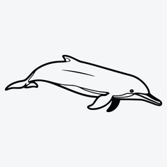 Naklejka premium Amazon River Dolphin line art White background illustration Generative Ai