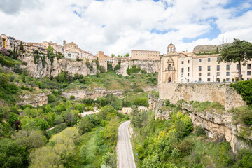 Fototapeta premium a view of Cuenca with the Convent of San Pablo at the right, Castilla La Mancha, Spain