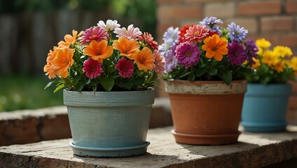 Naklejka premium Potted flowers.