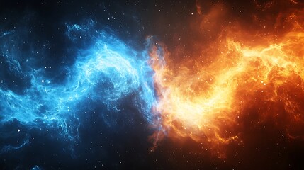 Fototapeta premium Fiery Cosmic Energy Surges with Plasma Lightning and Electric Explosions in Space