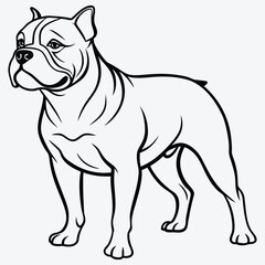 Fototapeta premium American Bulldog line art White background illustration Generative Ai