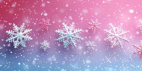 Fototapeta premium Delicate snowflakes on a gradient winter background create a minimalistic pattern