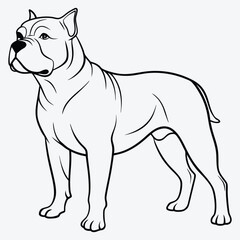 Fototapeta premium American Bulldog line art White background illustration Generative Ai