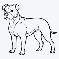 Obraz premium American Bulldog line art White background illustration Generative Ai