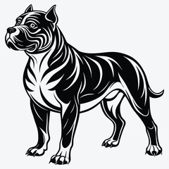 Obraz premium American Bulldog Silhouette White background illustration Generative Ai