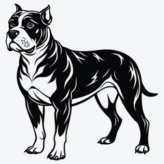 Fototapeta premium American Bulldog Silhouette White background illustration Generative Ai