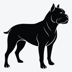 Obraz premium American Bulldog Silhouette White background illustration Generative Ai