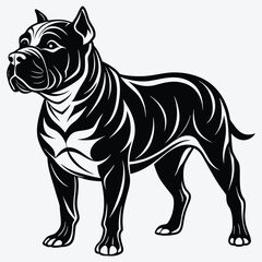 Fototapeta premium American Bulldog Silhouette White background illustration Generative Ai