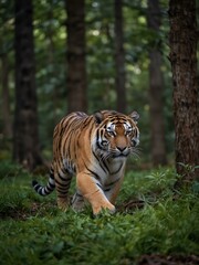 Obraz premium Prowling tiger in an untouched forest.