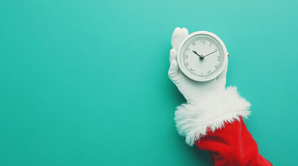 Santa s Countdown  Christmas Time  Festive Clock  Holiday Season  Winter  Teal Background