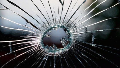 Texture of broken glass with sunset