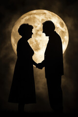 Silhouette of Loving Couple Facing Each Other