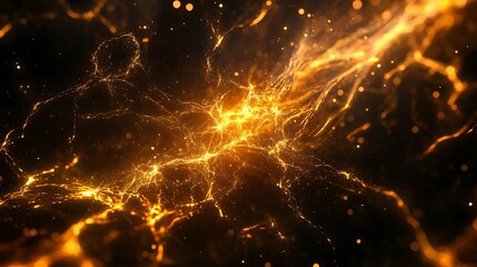 Obraz premium Fiery Cosmic Energy Surges with Plasma Lightning and Electric Explosions in Space