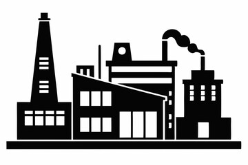 Obraz premium factory line art silhouette vector illustration