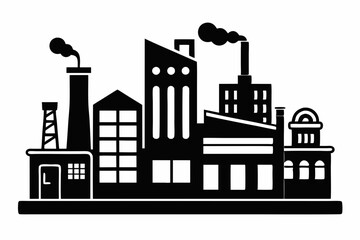 Fototapeta premium factory line art silhouette vector illustration