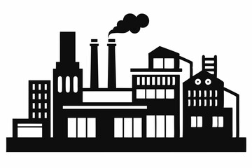 Obraz premium factory line art silhouette vector illustration