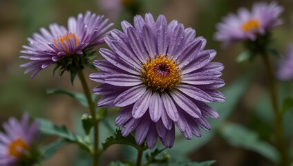 Obraz premium Purple aster flower in full bloom.