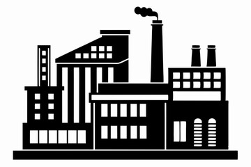 Obraz premium factory line art silhouette vector illustration