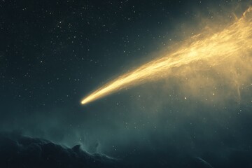 Fototapeta premium Golden Comet Trails Across Starry Night Sky