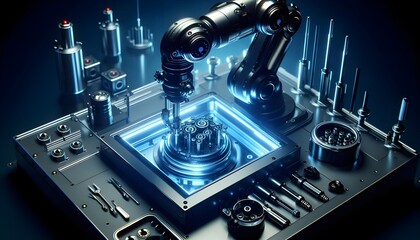 Fototapeta premium Robotic Arm in High-Tech Lab