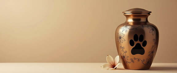 Bronze Pet Urn with Paw Print - Memorial for Beloved Animal Companions