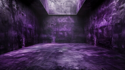 Obraz premium Black Purple Concrete Interior Background Empty Template Scene: Black and purple concrete interior background for empty templates.