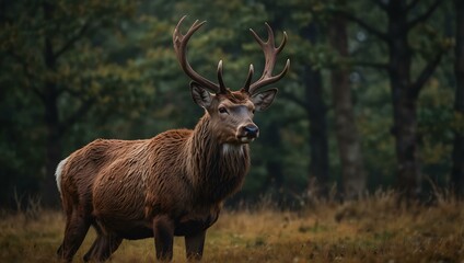 Red deer, single male in the wild.
