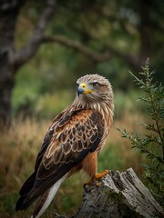 Obraz premium Red kite exhibiting curiosity in its natural habitat.