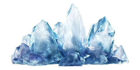 Obraz premium Cluster Of Blue Crystals With Sharp Edges Isolated on Transparent Background
