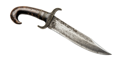 Curved Dagger With Ornate Handle Isolated on Transparent Background