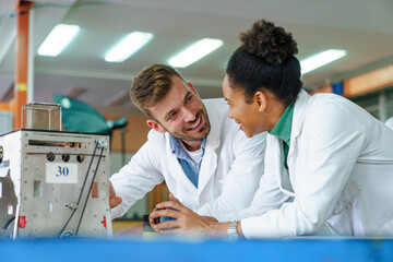 Fototapeta premium Robotics Collaboration in Classroom Setting